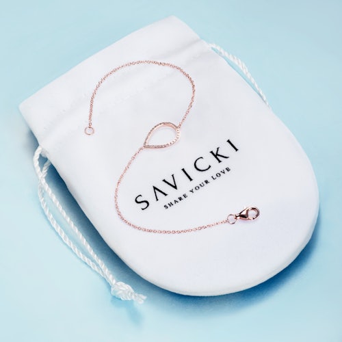 Bransoletka łezka Savicki: różowe złoto, diamenty